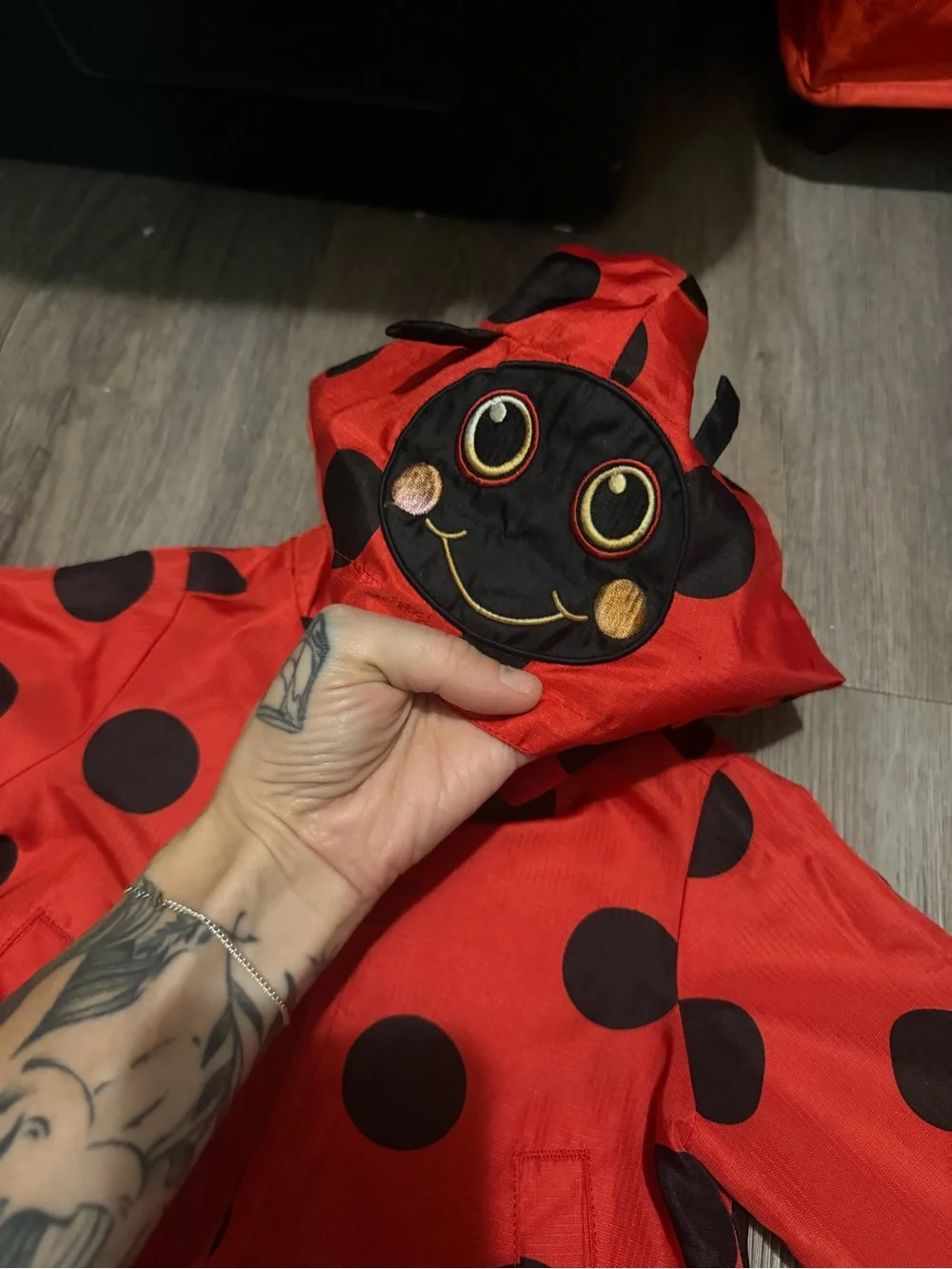 Kids Red Ladybug Polka Dot Hooded Raincoat- 12 month